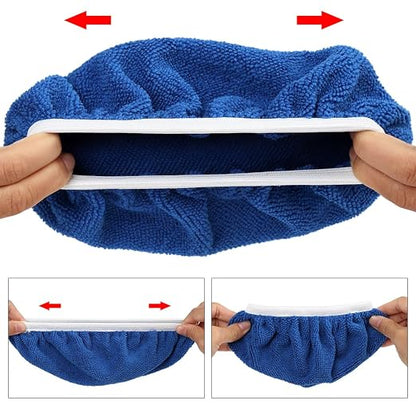 X AUTOHAUX 8pcs 9-10" Navy Blue Microfiber Car Polishing Waxing Bonnet Buffing Pad Cover