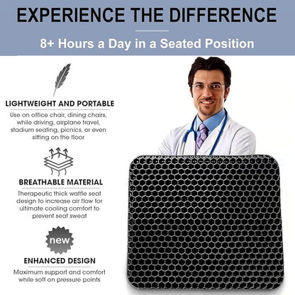 Gel Seat Cushion for Long Sitting Pressure Relief (Super Large & Thick) - Non-Slip Gel Chair Cushions for Back,Sciatica,Tailbone Pain Relief - Seat Cushion for Office Desk Chair,Car Seat,Wheelchair