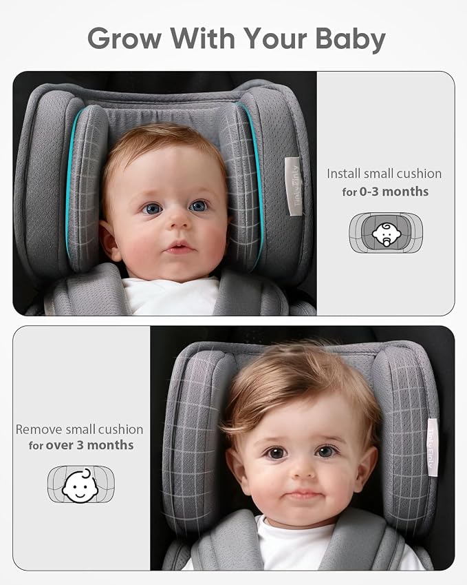 TinlyFinly Infant Insert Compatible with Doona, Graco, Britax, Chicco, Evenflo Car Seat, Adjustable Baby Head Body Support Cushion for Newborn to Toddler, Fits Infant Car Seat and Stroller (Gray)