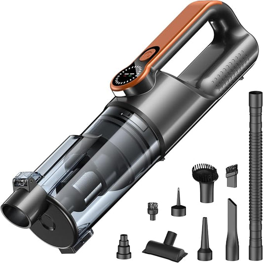 Ultra Car Vacuum Cleaner Cordless, Handheld 2-in-1 Vacuum and Blower 25000PA Suction, Portable Wireless Mini Vacuum for Interior Detailing, USB-C Rechargeable for Home Pet Hair. (Orange)