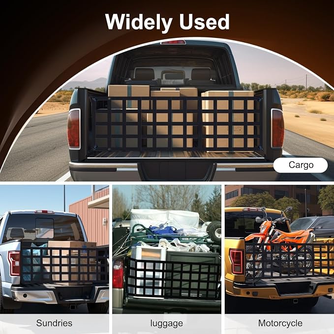 Tailgate Net - for Full Size Truck Cargo Net Compatible with Ford, Chevy, Dodge,Ram etc - Tail Gate Extender Nets for Pickup Truck Bed Accessories (60" x 18")