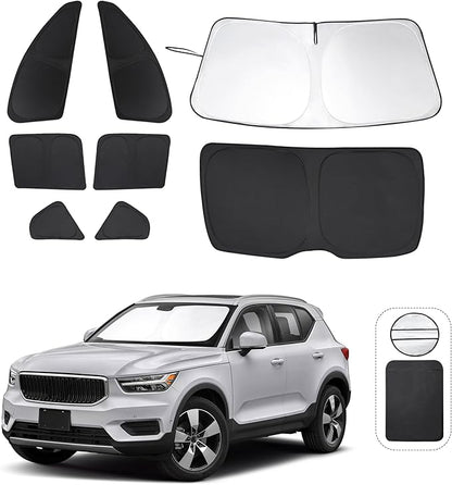 TINGLU Window Shades for Volvo XC40 2019-2025 2026 Accessories Car Side Full Windows Rear Triangular Windshield Sun Shade Sun UV Rays & Privacy Protection for Camping,Napping,and Relaxing 8PCS