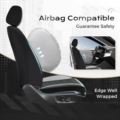 Coverado Leather Seat Covers Car Seat Cover Full Set Automotive 5 Seats Waterproof Car Seat Protectors Universal Fit for Most Cars SUV Trucks, Gray&Black