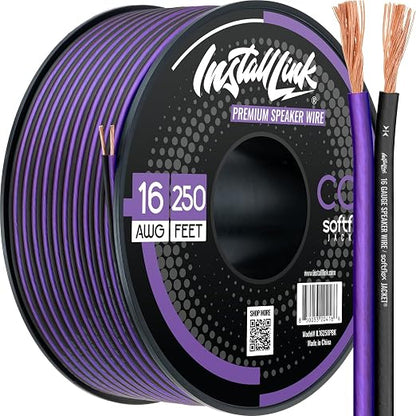 Install Link 16 AWG Gauge Speaker Wire Cable (250 Feet) Stereo, Car or Home Theater, CCA