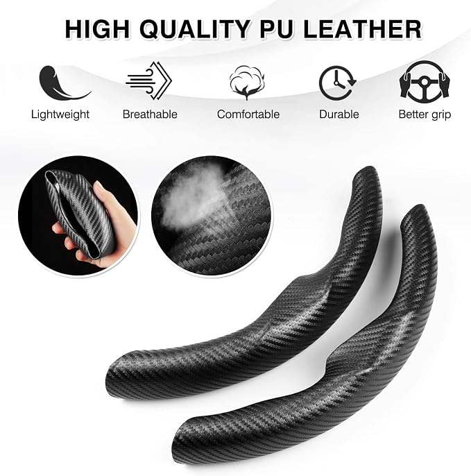Canvcle Steering Wheel Cover for Tesla Model 3/Y 2016-2025 2026 Highland/Juniper Accessories Carbon Fiber Steering Wheel Cover Protector Non-Slip, Comfortable, Breathable, Model 3/Y Accessories, Black