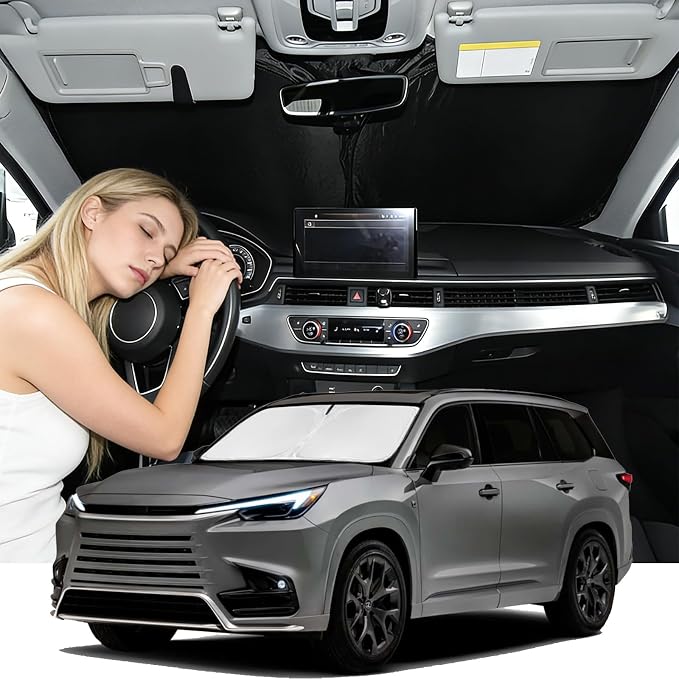 Windshield Sunshade for Lexus TX TX350/TX500h/TX550h+ 2024-2026 Sun Shade Car Windshield Upgrade 4 Layers Blocks UV Rays Custom Fit TX 240T Car Window Shades Front Windshield Keep Cool Foldable