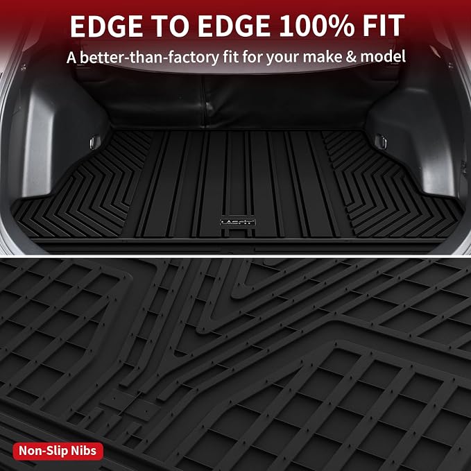 LASFIT Cargo Trunk Mat for Toyota RAV4 2025 2024 2023 2022 2021 2020 2019 (Include Hybrid) All Weather TPE Rear Trunk Cargo Liner Custom Fit Waterproof RAV 4 Cargo Tray Accessories, Black