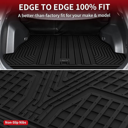 LASFIT Cargo Trunk Mat for Toyota RAV4 2025 2024 2023 2022 2021 2020 2019 (Include Hybrid) All Weather TPE Rear Trunk Cargo Liner Custom Fit Waterproof RAV 4 Cargo Tray Accessories, Black