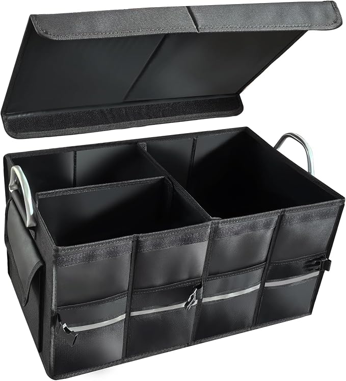 Collapsible Multi Compartment Car Trunk Organizer,SUV Trunk Organizer, suitable for Car Accessories Interior for Women and Men (JB-06)