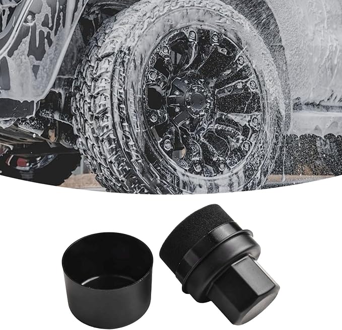 Wheel Tire Sponge Brush for Car Polishing and Waxing with Protective Lid, Featuring Curved and Flat Shape Applicators (Black trim)