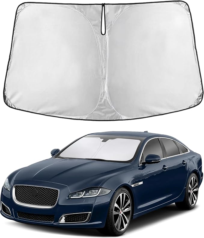 EcoNour Windshield Sunshade Compatible for Jaguar XJ 2010-2017 2018 2019, Sun Visor for Front Windshield & Window Sun Shade Cover, UV Heat Blocker & Protector, Car Accessories
