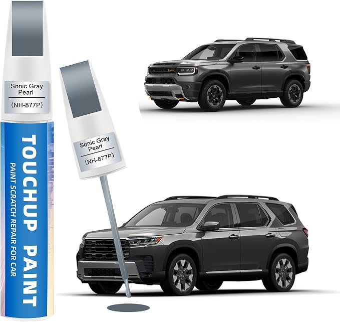 Sonic Grey Pearl(NH-877P) Touch Up Paint for Honda 2-in-1 Car Scratch Repair Pen for Rock Chips, Door Scratches & Paint Nicks Exact Color Match Quick Dry DIY Fix for Civic Accord CR-V