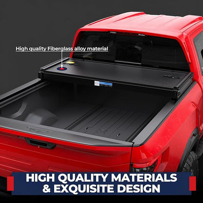 MOSTPLUS 6FT FRP Tri Fold Hard Truck Bed Tonneau Cover Compatible for 2005-2026 Nissan Frontier 3 Folding Fleetside Fiberglass 3 Folding Bed Cover 72Inch