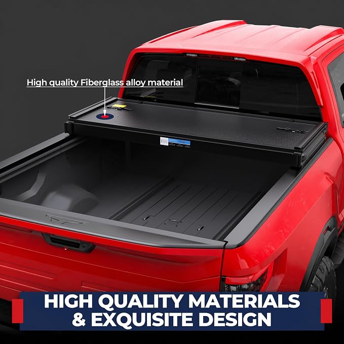 MOSTPLUS 5.5FT Fiberglass Tri Fold Hard Truck Bed Tonneau Cover Compatible for 2016-2025 2026 Nissan Titan (w/o Titan Box) Fleetside 67Inch