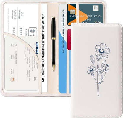 CoBak Car Registration and Insurance Holder - Vehicle Glove Box Car Organizer,Auto Truck Comparment Accessories Case with Magnetic Closure for Essential Document,Driver License,Cards