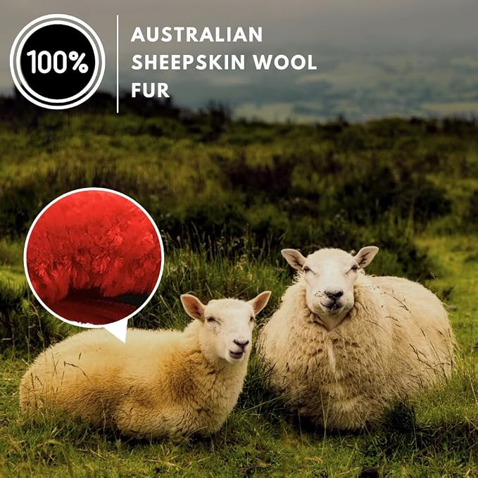 Andalus Brands Luxury Fluffy Car Steering Wheel Covers – Genuine Merino Sheepskin, Soft Fuzzy Car Steering Wheel Cover for Women, Universal 14.5-15" Size, Plush Fur Cute Auto Accessories,Tangerine Red