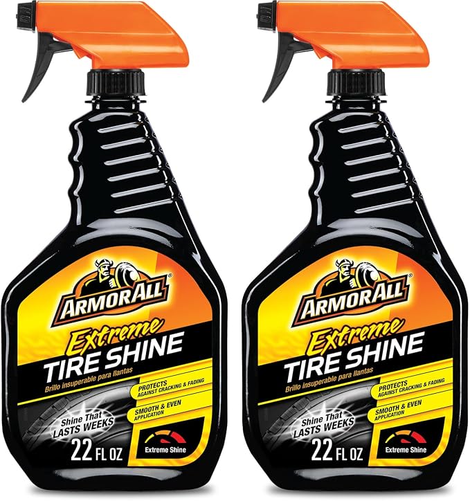 Armor All Car Tire Shine, One-Step Tire Shine Spray for Precise, Even Shine and Minimal Overspray, 2 Count