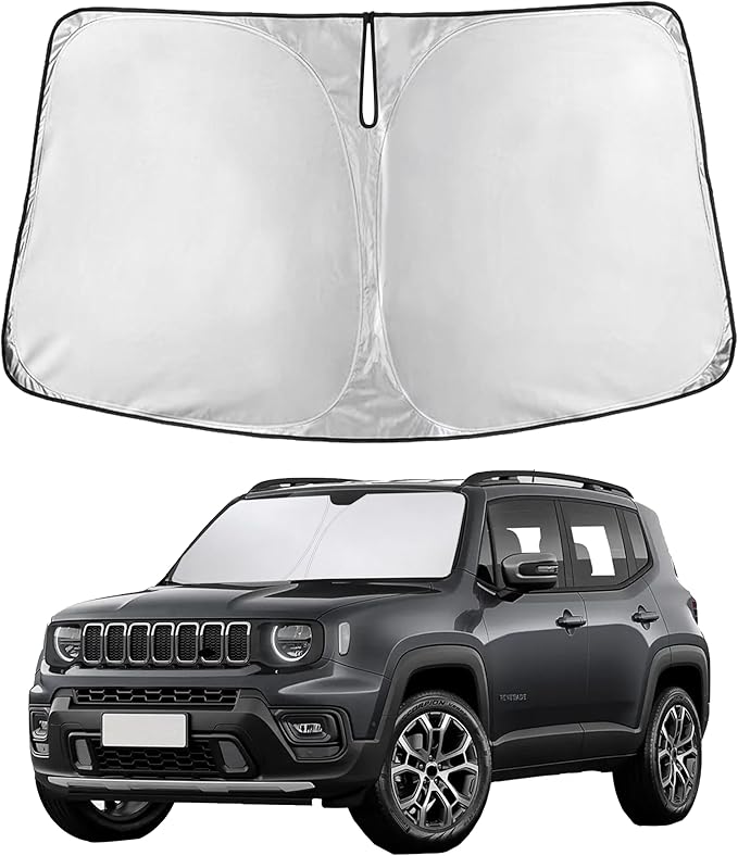 EcoNour Windshield Sunshade Compatible for Jeep Renegade 2015-2022 2023 2024, Sun Visor for Front Windshield & Window Sun Shade Cover, UV Heat Blocker & Protector, Car Accessories