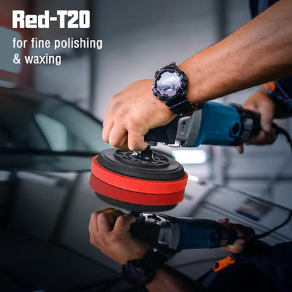 6.5 Inch Buffing Pads, 3Pcs Red Polishing Pad for 6 Inch 150mm Backing Plate - High-Density Buffing Sponge Pads for Car Buffer Boat Polisher Compounding, Polishing & Waxing