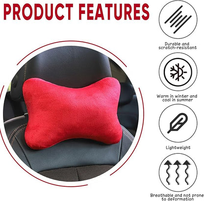 Car Headrest Pillow, Soft & Comfortable Memory Foam Car Neck Pillow for Driving Fatigue Relieve, Universal Cars Head Rest Pillows with Adjustable Strap, Car Interlor Accessorles (Red)
