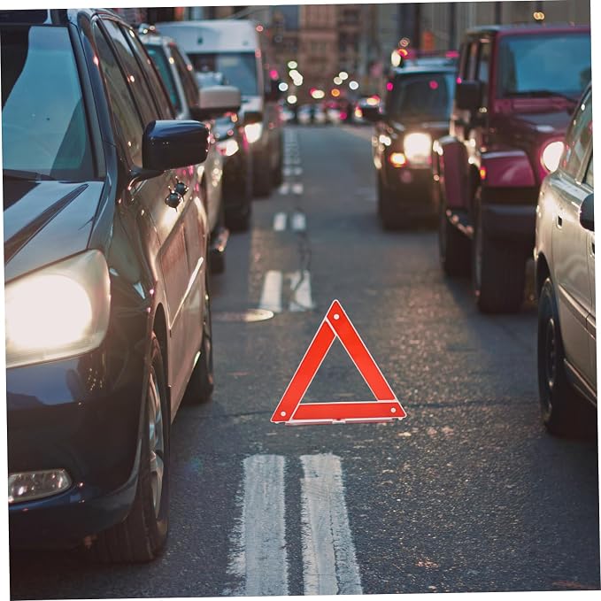 Warning Triangle Kit for Roadside Safety High Visibility Reflective Emergency Triangle Sign with Durable Base for Vehicles and Trucks Essential Traffic Safety Tool