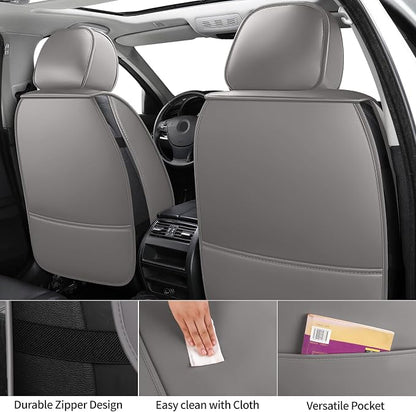 Universal Precision Fit 3D Molded Contoured Front Seat Covers Set of 2, Nappa Leather Semi Coverage Seat Cushion, Interior Decoration & Seat Protector for Most Cars, SUVs, Trucks Style2 Gray