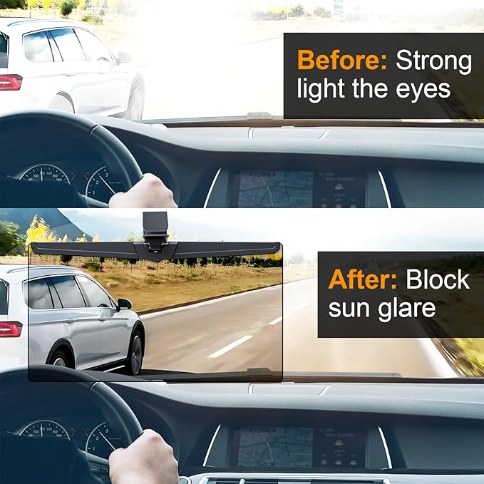 Veharvim Sun Visor Extender for Cars, Polarized Car Visor Extender Sun Blocker UV400, Adjustable Visor Extension, Clip on Sun Visor for Car, Universal, Glare, UV Protector