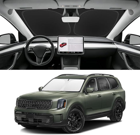 Custom Fit Windshield Sun Shade for Kia Telluride 2020-2025, Blocks UV & Heat, Front Window Sunshade Accessorie, Easy Fold & Store Keep Your Car Cooler
