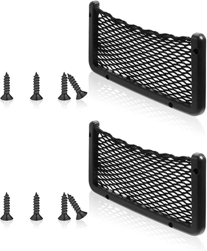 Frienda 1 Pc Boat Storage Net Bag, ABS Plastic Car Framed Mesh Net Holder, Phone & Cargo Organizer with Screws for Auto, Rv, Boat, Pontoon, Truck Pocket Storage (9 x 4 Inch)