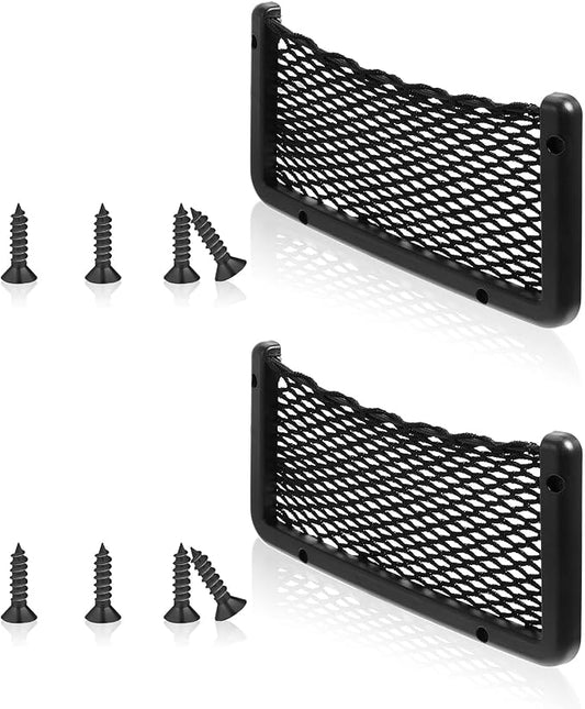 Frienda 1 Pc Boat Storage Net Bag, ABS Plastic Car Framed Mesh Net Holder, Phone & Cargo Organizer with Screws for Auto, Rv, Boat, Pontoon, Truck Pocket Storage (9 x 4 Inch)