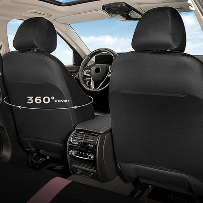 Coverado Car Seat Covers Full Set, Automotive Front and Rear Seat Covers with Backrest, Nappa Leather Car Seat Protectors Waterproof, Universal for Most Vehicles