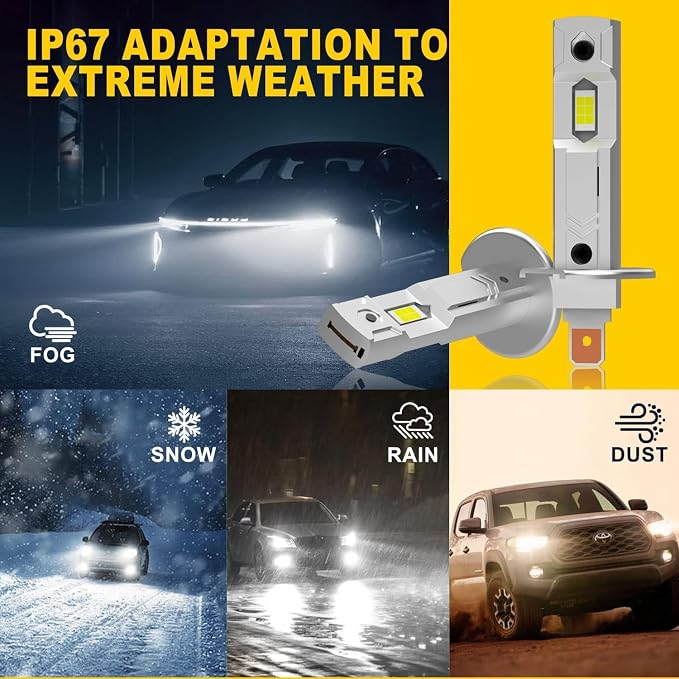 H1 Light Bulb,Super Bright Upgraded 600% 30000LM Brightness Cool White H1/H1LL Bulbs Real 1:1 Halogen Size 80000 Hours Lifespans Easy Install Fog Light Pack of 2