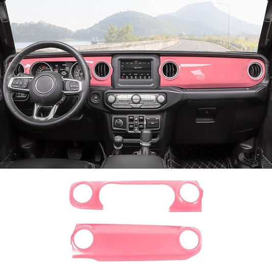 RT-TCZ Center Console Trim Cover Dashboard Control Panel Cover Decorative Interior Accessories for Jeep Wrangler JL JLU & Gladiator JT 2018-2022,Pink