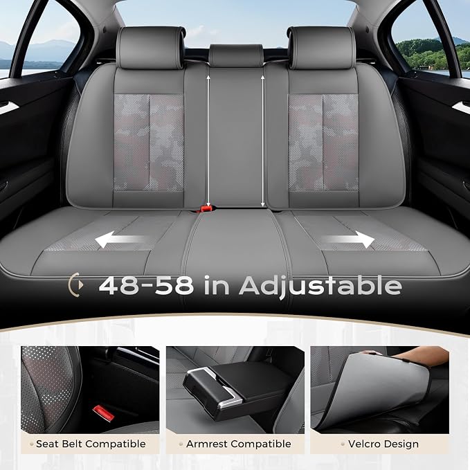 Coverado Seat Covers, Car Seat Covers Full Set, Leather Seat Covers for Cars, Car Seat Protector, Gray Car Seat Covers Front Seats and Back Seats Universal Fit for Most Cars Camo