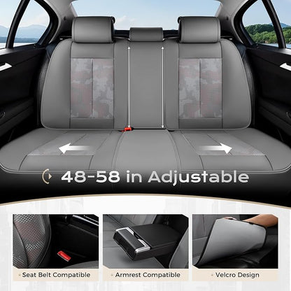 Coverado Seat Covers, Car Seat Covers Full Set, Leather Seat Covers for Cars, Car Seat Protector, Gray Car Seat Covers Front Seats and Back Seats Universal Fit for Most Cars Camo