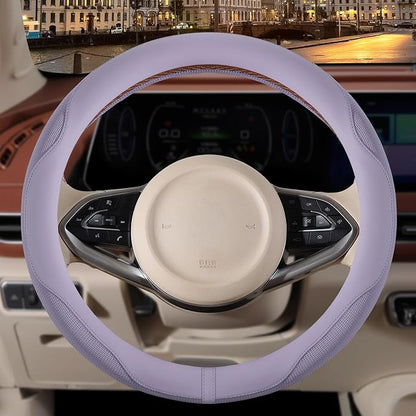 14 inch Steering Wheel Cover for Prius Civic, Nappa Microfiber Leather Non-Slip Breathable Fabric, Warm in Winter and Cool in Summer, Purple Small 13.5 inch to 14 inch