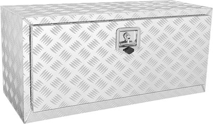 VEVOR Underbody Truck Box, 36"×17"×18" Pickup Storage Box, Heavy Duty Aluminum Diamond Plate Tool Box with Lock and Keys, Waterproof Trailer Storage Box with T-Handle Latch for Truck, Van, Trailer