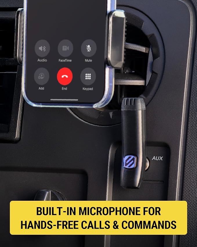 Scosche BTAXS3 Hands-Free Audio Kit, Bluetooth Receiver for Car Stereo with Noise Cancellation, 3.5mm AUX Bluetooth Adapter for Car Radio, Compatible with Siri/Google Assistant Voice Command