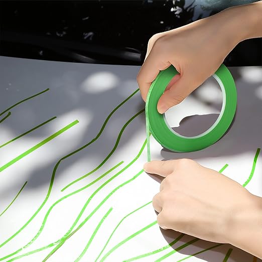 Epakh 4 Pack Painters Tape, Pinstripe Masking Tapes in 1/16, 1/8, 1/4 and 1/2 Inch Wide Suitable for Multi-Surface Automotive DIY Painting Labeling Arts Crafts Car Spray General Purpose(Green,52 yd)
