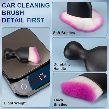Amrules 2 PCS Car Interior Detailing Brush, Auto Car Dusting Brushes, Soft Bristles Duster Removal Cleaning Tool for Dashboard Interior, Exterior, Skylight, Leather, Dust Brush, White & Purple