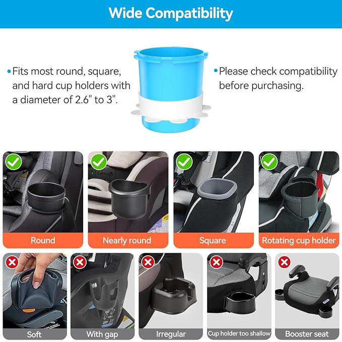 2 Pack Car Seat Cup Holder Snack Tray: Travel Tray for Kids Car Seat Food Tray for Kids Travel, Toddler Carseat Eating Plate Table, Kid Road Trip Table Essentials Accessories, Pink+Light Blue