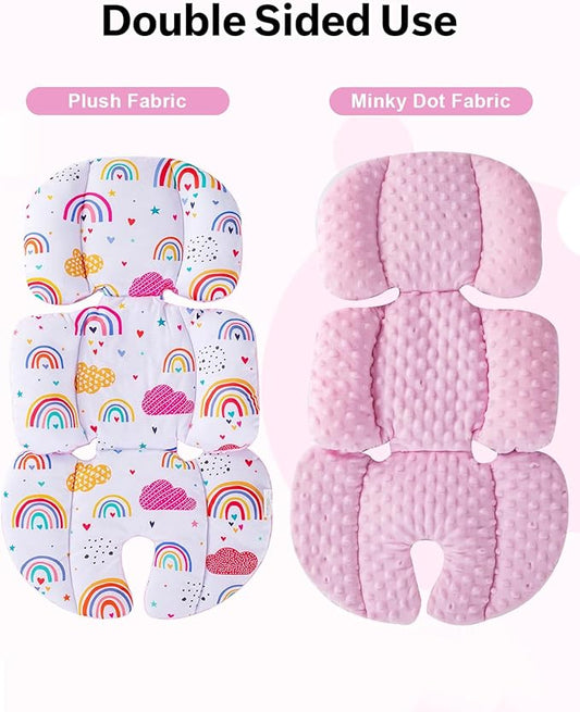 Infant Insert with Extra Headrest & Shoulder Pads, Baby Car Seat Head Neck Body Support, 2-in-1 Reversible Baby Car Seat Cuhsion for Girls Boys, Newborn Carseat Head Support for Stroller, Swing