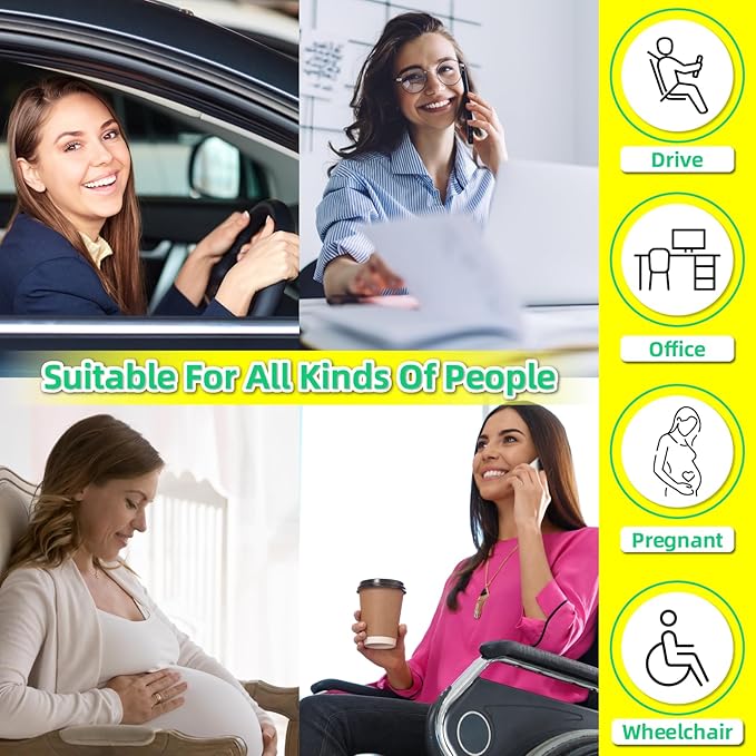 kingphenix Car Seat Cushion with Back Support Pillow: Enhanced Comfort Memory Foam Design for Pain Relief, Ideal for Drivers and Office Use - Ergonomic Lumbar Comfort for Long Sitting - Dark Grey