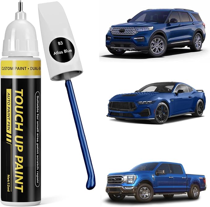 (Atlas Blue (B3) Car Touch Up Paint for ford, Car Paint Scratch Repair Kit, 2 in 1 Premium Scratch Remover Pen with Exact Color-Matched