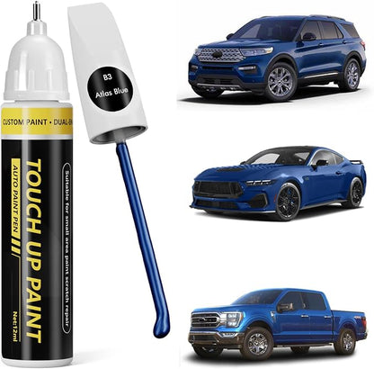 (Atlas Blue (B3) Car Touch Up Paint for ford, Car Paint Scratch Repair Kit, 2 in 1 Premium Scratch Remover Pen with Exact Color-Matched