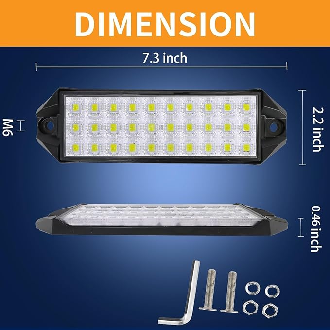 Flush Mount LED Pods, 7 Inch Surface Mount Slim LED Light Bar 12V 24V 40W for Vehicle Boat Truck Trailer Tractor ATV UTV Bumper Backup Lights Reverse Off Road Driving Fog Work Flood Lights 2Pcs