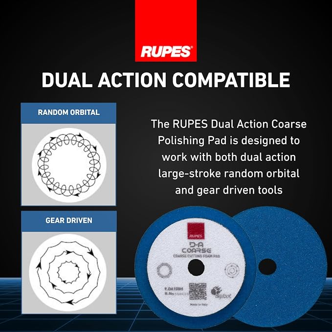 RUPES 9.DA100H Pack of 24 Blue D-A Coarse Cutting Foam Pads 100mm | Ideal for Paint Correction | Mild to Severe Defect Removal | Compatible with 4" Backing Plate