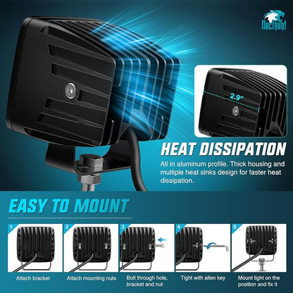 Nilight LED Pods 3 Inch 18W Cube Flood Offroad Work Light with RGB Halo Strip Multi Chasing Flash Strobe Mode APP & Remote Control IP67 Waterproof for Truck Pickup Golf Cart SUV ATV UTV 4x4 Van Camper