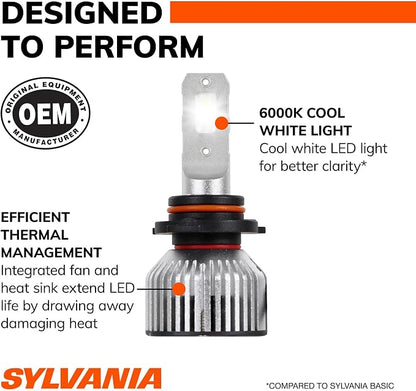 SYLVANIA 9006 LED - Fog Lights For Cars and Trucks - Headlight Bulbs for Off Road Powersports - 6000k Cool White LED Light - Long-Lasting Bulbs - No Polarity - DIY Upgrade