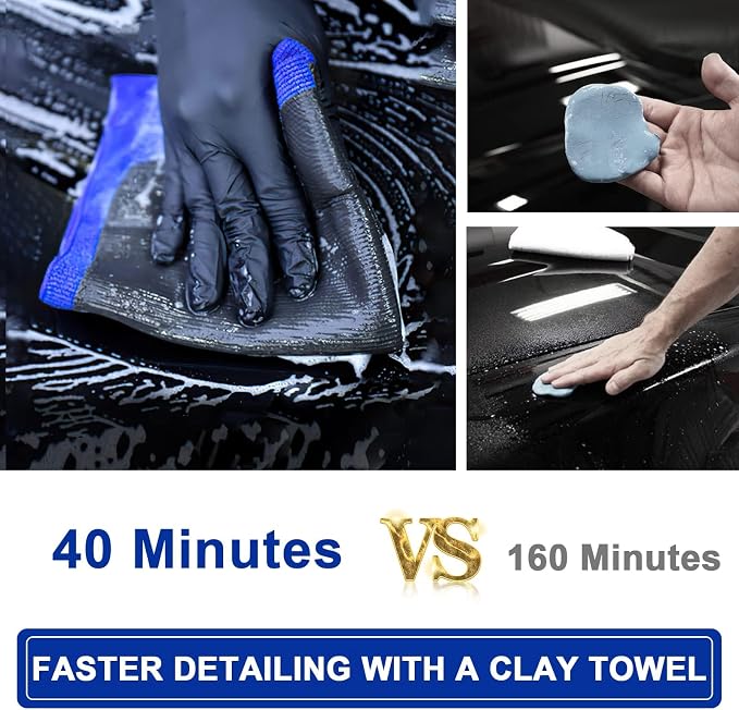 Clay Towel 2 Pack Auto Detailing - Fine Grade Microfiber Car Chamois Towel - DIY Detail Clay Bar Alternative